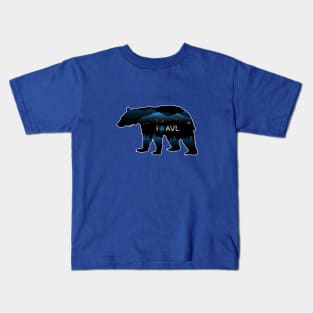 I Love AVL - Black Bear Cityscape - BlueBG 25 Kids T-Shirt